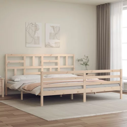 vidaXL Okvir kreveta s uzglavljem veliki bračni od masivnog drva