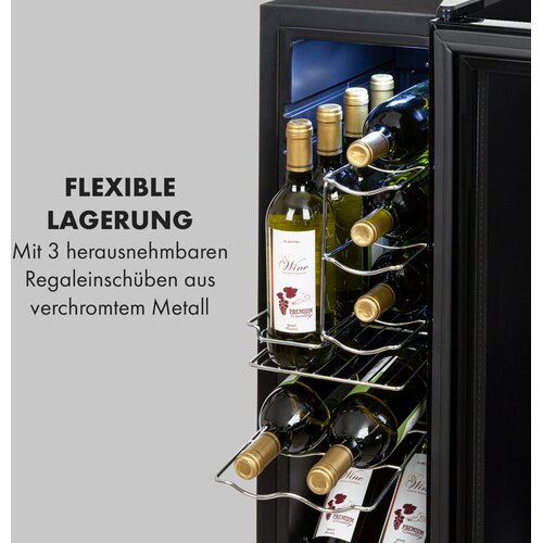 Klarstein Shiraz 12 Slim vinoteka, Črna - - estar - Hladilnik za vino - Črna - 44 dB - 32 Ltr - Cooking - N (primerno pri ppovprečni temperaturi od 16 &deg; c do 32 &deg; c) - 1 - 1 - 1 - 1 - 180 cm - 85 watt - Tip E + F (CEE 7/7) - 10034625_energy_label - 25 cm - 80 cm - 45 cm - 16,5 kg - 50 cm - 30 cm - 83 cm - 22 kg Cene