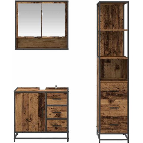 Set namje&amp;scaron;taja za kupaonicu 3 kom. Staro drvo Konstruirano drvo Smeđa 35 x 37,5 x 166 cm Slike
