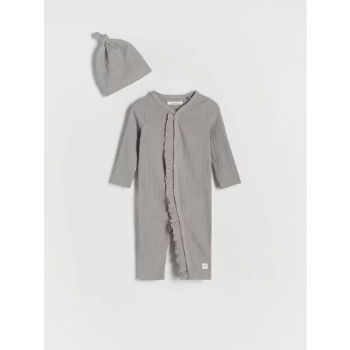 Reserved Babies` jumpsuit & cap - siva