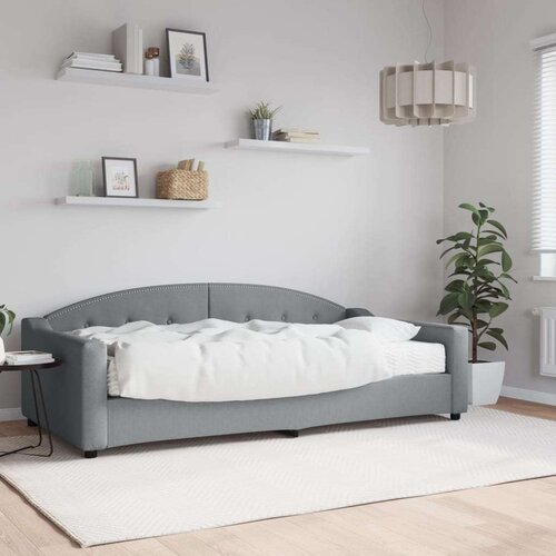  Dnevni krevet s madracem svjetlosivi 100 x 200 cm od tkanine Slike
