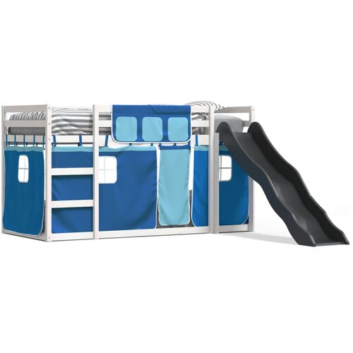 vidaXL Krevet na kat s toboganom i zavjesama plavi 90 x 190 cm Cijene
