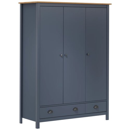 vidaXL Garderobna omara s 3 vrati Hill siva 127x50x170 cm borovina Cene