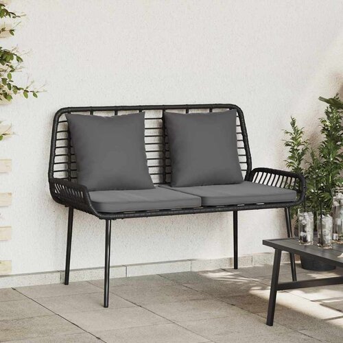 VidaXL Vrtna klop Črna, antracit 109 x 63 x 83 cm Poli ratan, jeklo Slike