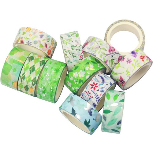 INF Komplet 12 trakov washi s črtami in karo vzorcem Multicolor3, (21758441) Cene