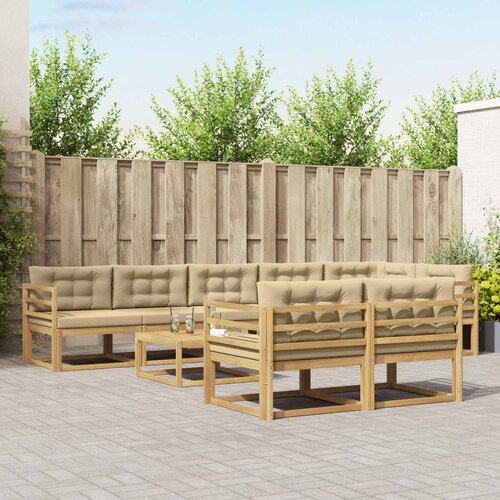  Set vanjskih sofa 9 kom. Bijela i bež Poliester Cene