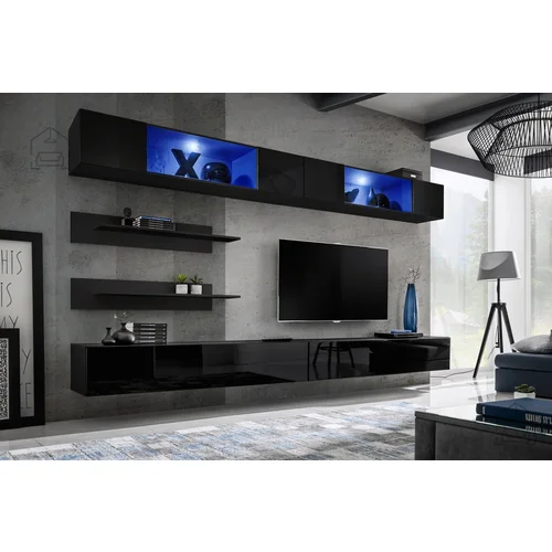 ASM Meble Dnevni TV regal FLY I3 320 cm LED - črni