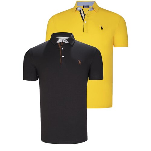 Dewberry DUAL SET T8582 MENS T-SHIRT-BLACK-YELLOW Slike