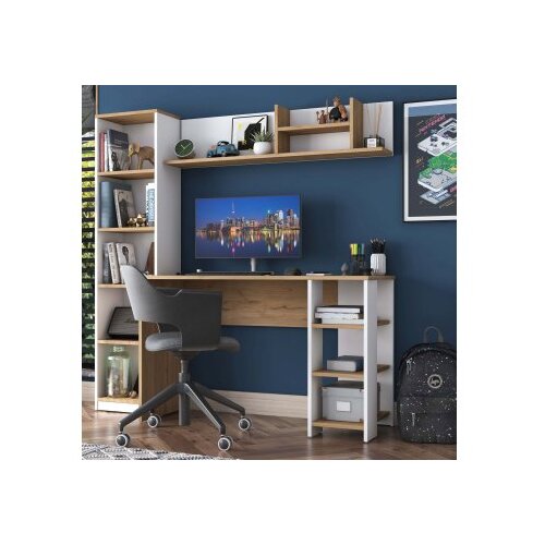 Hanah home Hanah kućni radni sto HA125-3428, 160x161.8x45 cm, Orah-bijela Cijene