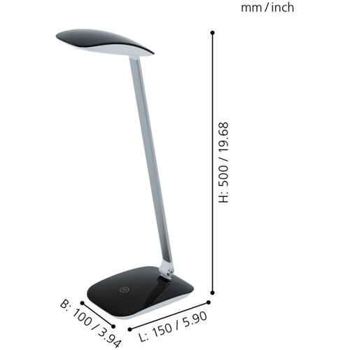Eglo cajero stolna/1, led, 4,5w, 550lm, na dodir, usb, plastika/crna Slike