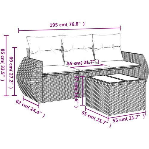  4-dijelni set vrtnih sofa s jastucima svijetlosivi poliratan Slike