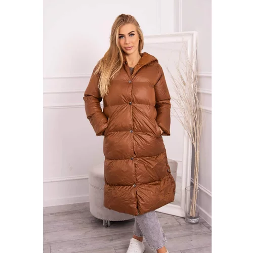 Kesi Quilted winter jacket with a hood camel