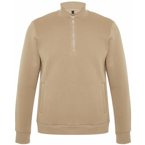 Trendyol Mink Men Regular/Regular Cut, Zippered Bomber Collar, Fleece Interior Pocket, Thick Sweatshirt. Cene