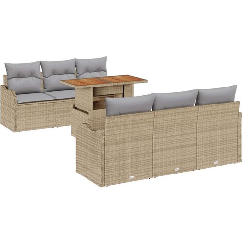  Set vrtne sofe od 7 dijelova s jastučićima svijetlosiva poli ratan  dvosed vrtne sofe s odlaganjem i jastučićima svijetlosiva po Cijene