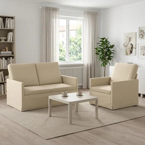  Set sofe 2 pcs Krem Tkanina - Krem 1-sjedalo + 2-sjedalo (120 cm) Cene