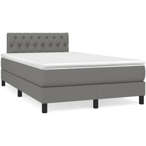 VidaXL Krevet s oprugama i madracem tamnosivi 120 x 200 cm od tkanine Slike