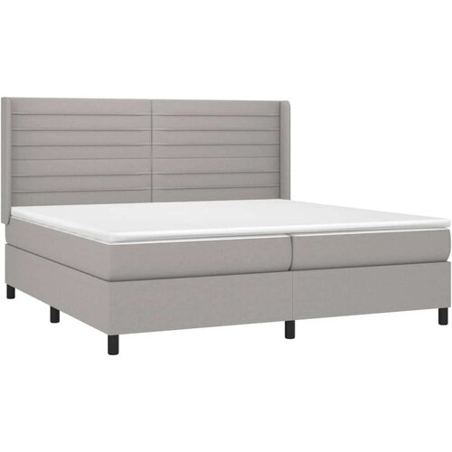  Krevet box spring s madracem LED svjetlosivi 200x200 cm tkanina Slike
