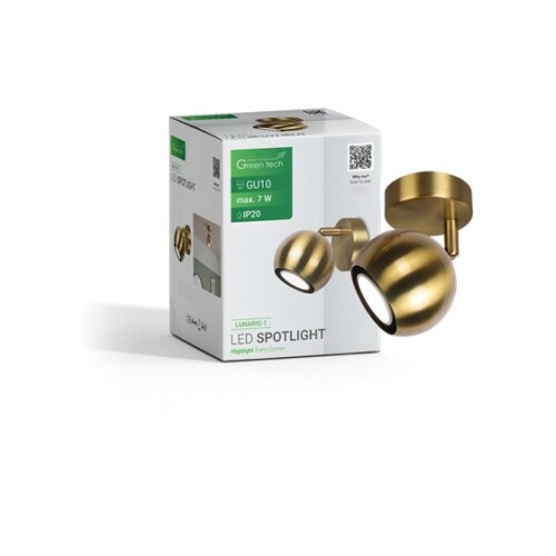 Greentech gu10 x1 LED spot svetiljka zlatna ( lunaris-1 ) Slike