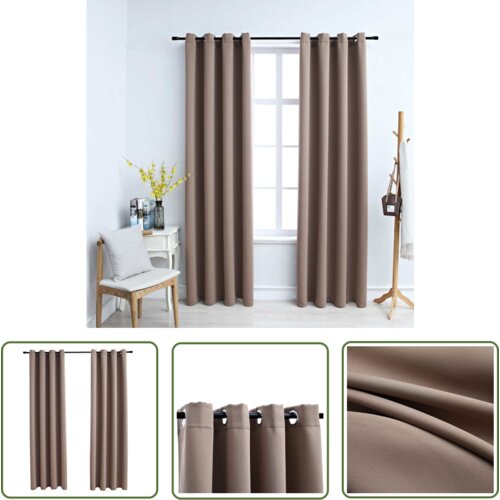  The Living Store Zatemnitvene zavese s kovinskimi obročki 2 kosa taupe 140x175cm - Zavesa, (21744258) Cene