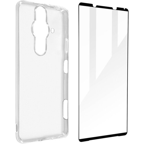 AVIZAR Sony Xperia Pro-I 360&deg; Protection Pack: mehak silikonski gel ovitek iz kaljenega stekla Contour Black - prozoren, (20717532) Cene