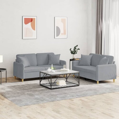  2-dijelni set sofa s jastucima svjetlosivi od tkanine Cijene