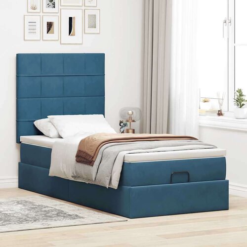 VidaXL okvir kreveta s madracima tamnoplavi 90x200cm bar&amp;scaron;unasti Slike