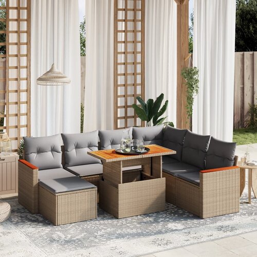 vidaXL 8-dijelni set vrtnih sofa od poliratana s jastucima bež Cene