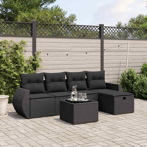  6-dijelni set vrtnih sofa s jastucima crni od poliratana Cijene