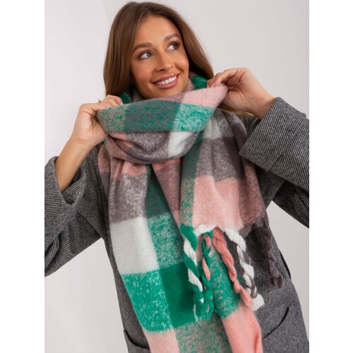 Fashion Hunters Green-gray long checkered women's scarf Slike