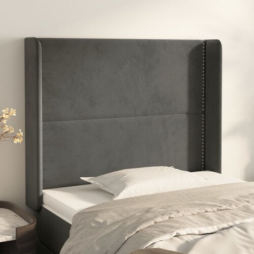  Uzglavlje s u&scaron;ima tamnosivo 103x16x118/128 cm bar&scaron;unasto Cijene