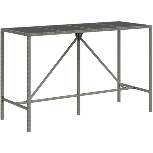  Barski stol sa staklenom pločom sivi 180x70x110 cm poliratan Slike