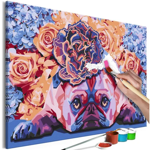  Slika za samostalno slikanje - Floral Pug 60x40