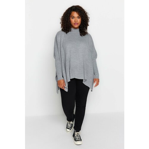 Trendyol Curve Plus Size Sweater - Gray - Relaxed fit Slike