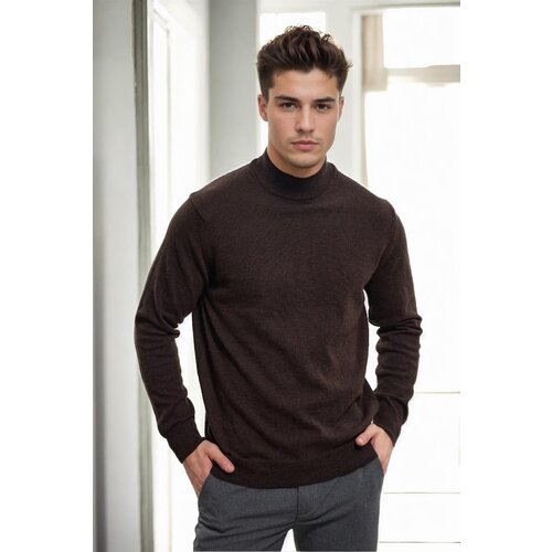 Dewberry 64721 Half Turtleneck Woolen Mens Knit Sweater-COFFEE Slike