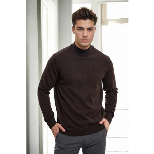 Dewberry 64721 Half Turtleneck Woolen Mens Knit Sweater-COFFEE