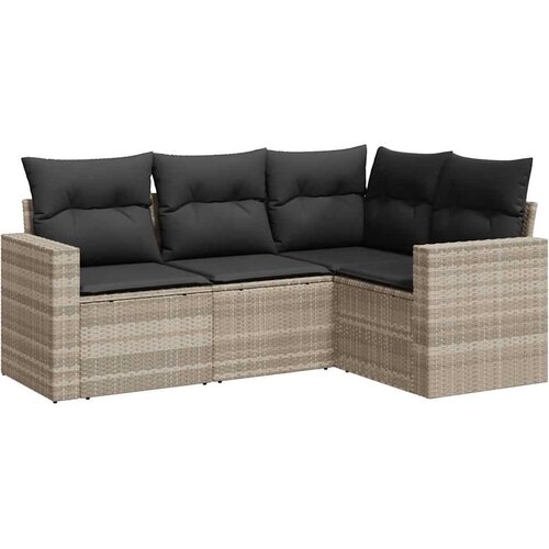  4-dijelni set vrtnih sofa s jastucima svijetlosivi poliratan Slike