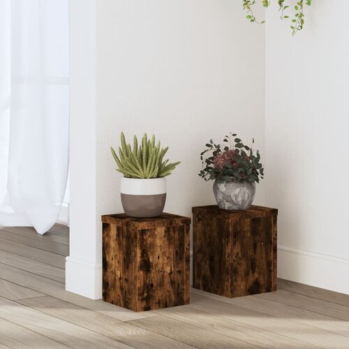 vidaXL Stojalo za rastline 2 kosa dimljeni hrast 15x15x20 cm inž. les Cene