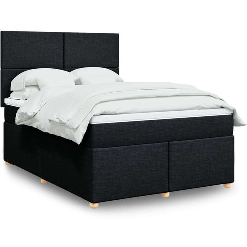 VidaXL Krevet s oprugama i madracem crni 140x200 cm od tkanine Slike