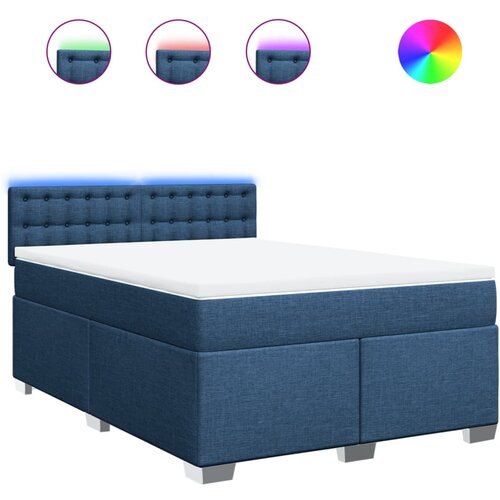 vidaXL Box spring postelja z vzmetnico modra 140x190 cm blago, (21308995) Cene