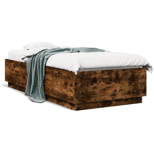 vidaXL Okvir za krevet s LED svjetlima boja hrasta 100 x 200 cm drveni Cijene