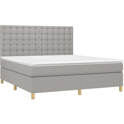  Krevet box spring s madracem LED svjetlosivi 160x200 cm tkanina Slike