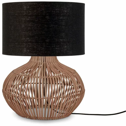 Good&Mojo Črna/naravna namizna svetilka s tekstilnim senčnikom (višina 48 cm) Kalahari –