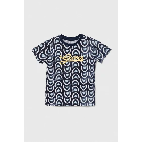 Guess Dječja pamučna majica kratkih rukava boja: tamno plava, s uzorkom
