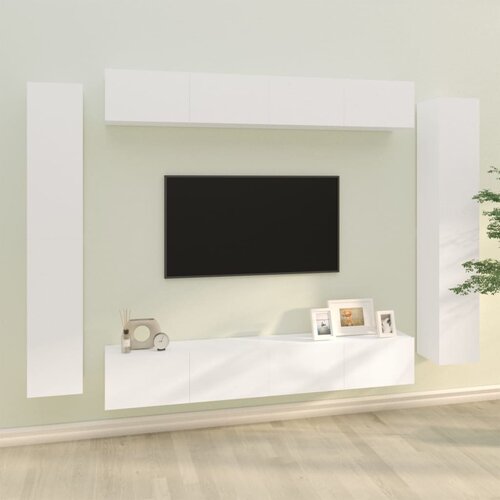 The Living Store Komplet TV omaric 8-delni bel konstruiran les - Komplet TV Omaric, (21624834) Cene