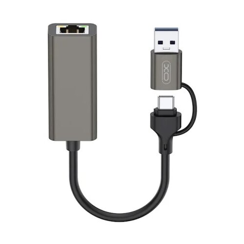 XO adapter HUB HUB018 2w1 USB-USB-C - RJ45 gray Cijene