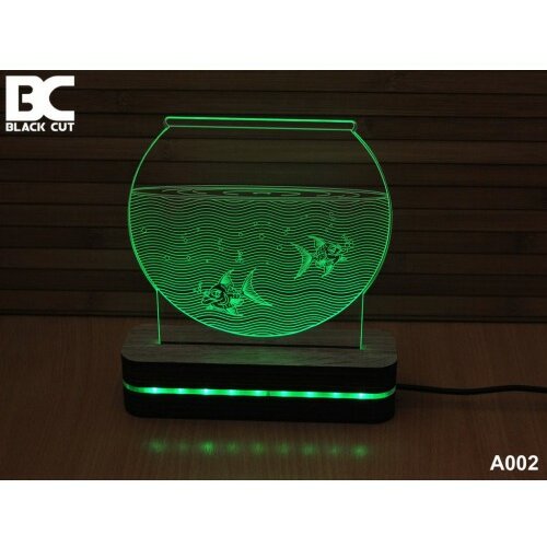 Black Cut 3D lampa akvarijum ljubičasti Slike