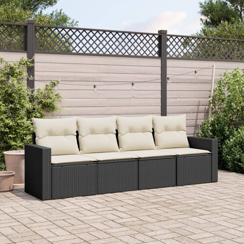  4-dijelni set vrtnih sofa od poliratana s jastucima crni Cijene