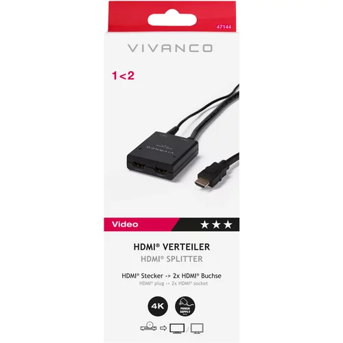Vivanco HDMI Verteiler 1 aus 2, 0,5m