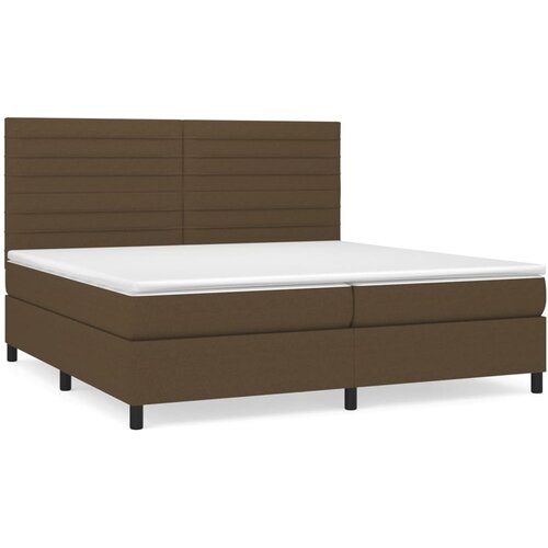 VidaXL Krevet s oprugama i madracem tamnosmeđi 200x200 cm od tkanine Slike