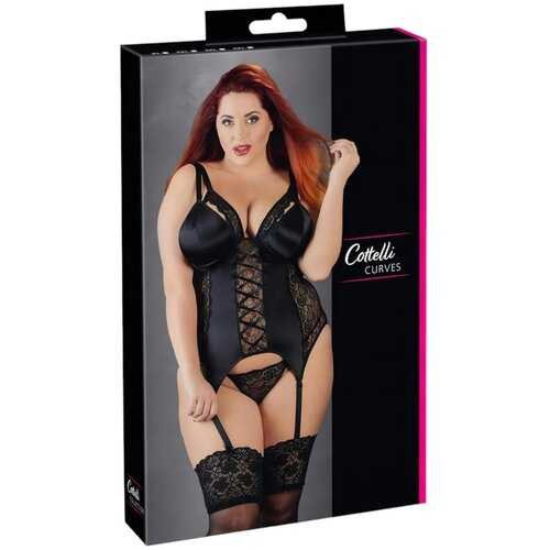 Cottelli Plus Size - Majica z naramnicami (črna) Cene